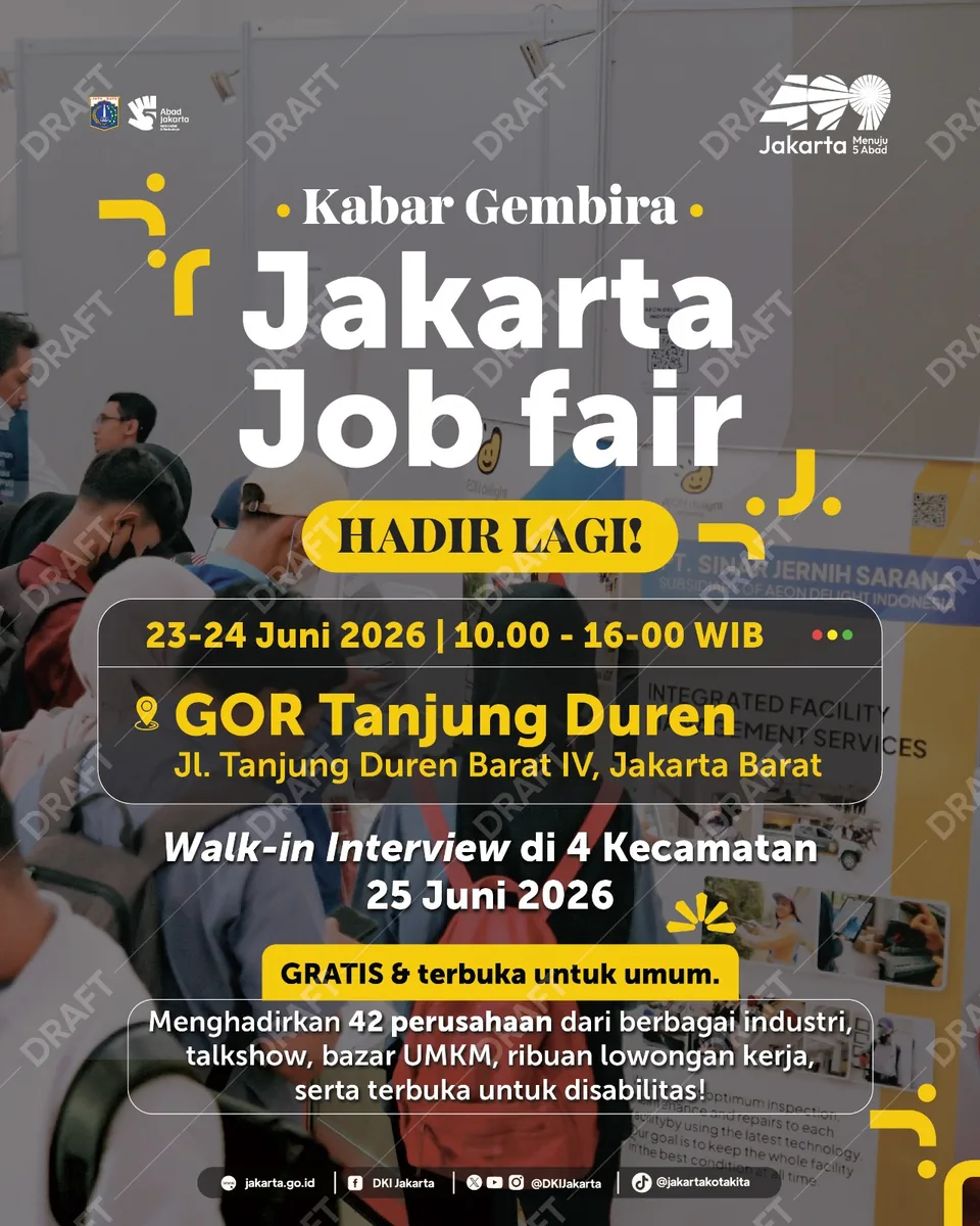 Job Fair Kabupaten Gresik 2026 (Suku Dinas TKTE Wilayah Kabupaten Gresik Barat) : 23-24 Juni 2026